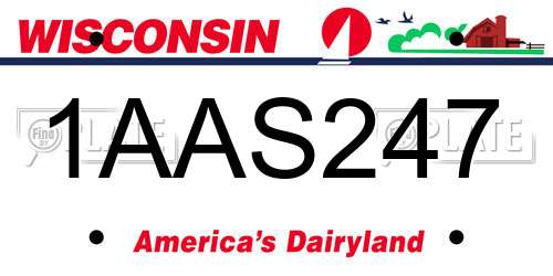 1AAS247 Wisconsin License Plate