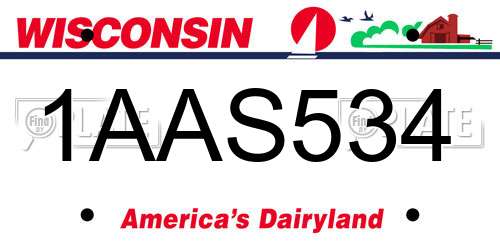 1AAS534 Wisconsin License Plate