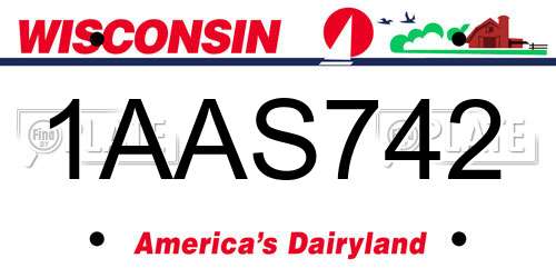 1AAS742 Wisconsin License Plate