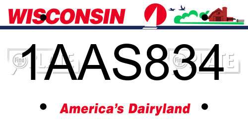 1AAS834 Wisconsin License Plate