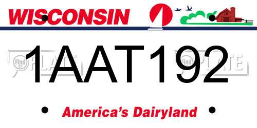 1AAT192 Wisconsin License Plate