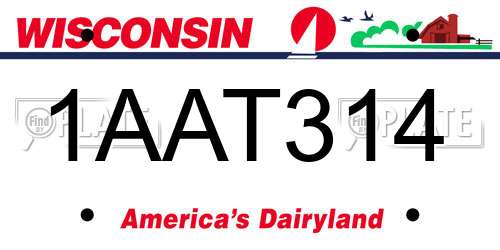 1AAT314 Wisconsin License Plate
