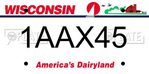 1AAX45 Wisconsin License Plate