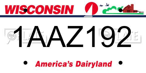 1AAZ192 Wisconsin License Plate