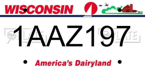 1AAZ197 Wisconsin License Plate