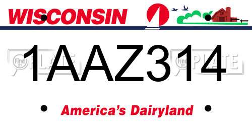 1AAZ314 Wisconsin License Plate