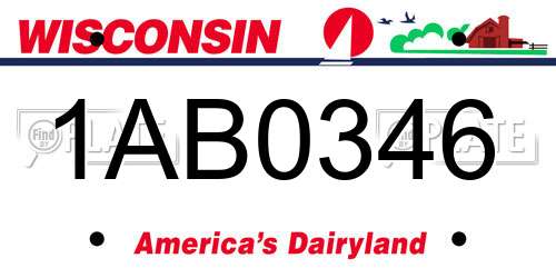 1AB0346 Wisconsin License Plate