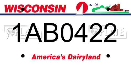 1AB0422 Wisconsin License Plate
