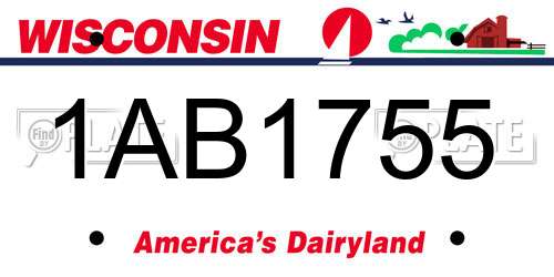 1AB1755 Wisconsin License Plate