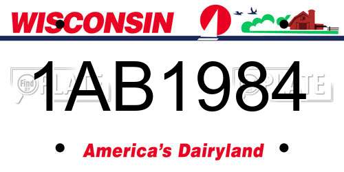 1AB1984 Wisconsin License Plate