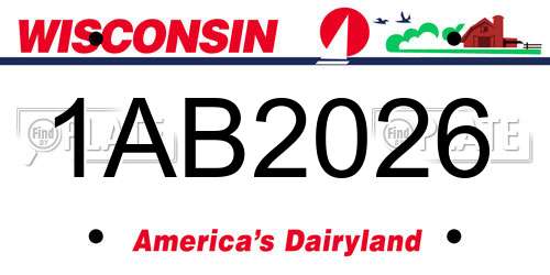 1AB2026 Wisconsin License Plate