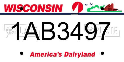 1AB3497 Wisconsin License Plate