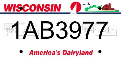 1AB3977 Wisconsin License Plate