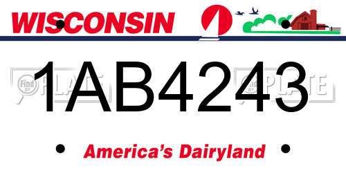 1AB4243 Wisconsin License Plate
