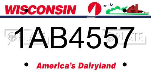 1AB4557 Wisconsin License Plate
