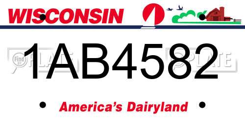 1AB4582 Wisconsin License Plate
