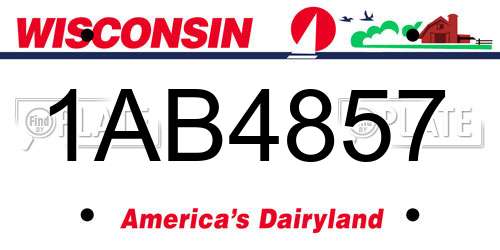 1AB4857 Wisconsin License Plate