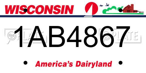 1AB4867 Wisconsin License Plate