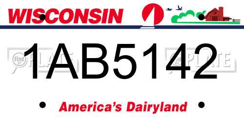 1AB5142 Wisconsin License Plate