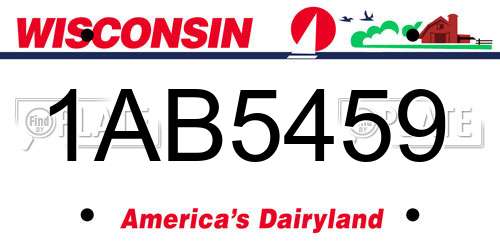 1AB5459 Wisconsin License Plate