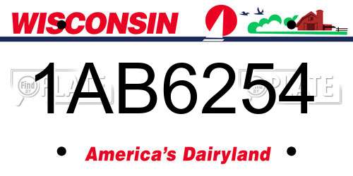 1AB6254 Wisconsin License Plate