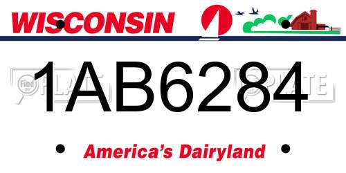 1AB6284 Wisconsin License Plate