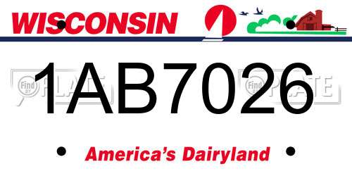 1AB7026 Wisconsin License Plate