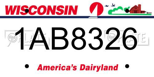 1AB8326 Wisconsin License Plate