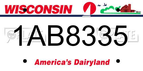 1AB8335 Wisconsin License Plate