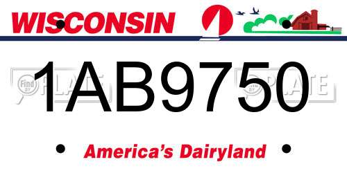 1AB9750 Wisconsin License Plate