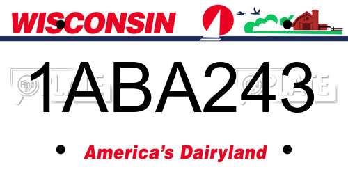 1ABA243 Wisconsin License Plate