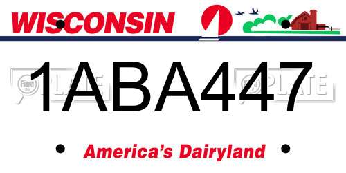 1ABA447 Wisconsin License Plate