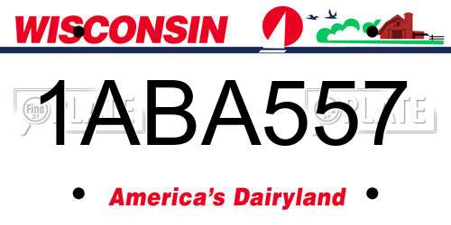 1ABA557 Wisconsin License Plate