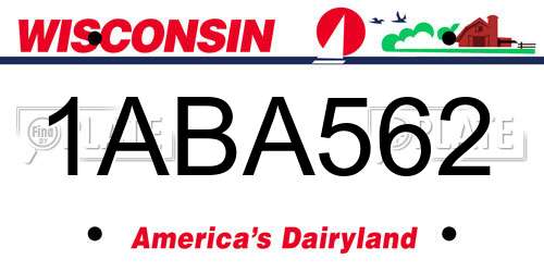 1ABA562 Wisconsin License Plate
