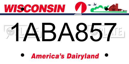 1ABA857 Wisconsin License Plate