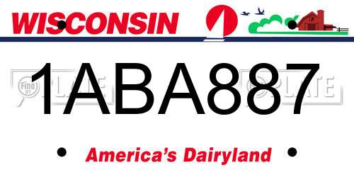 1ABA887 Wisconsin License Plate