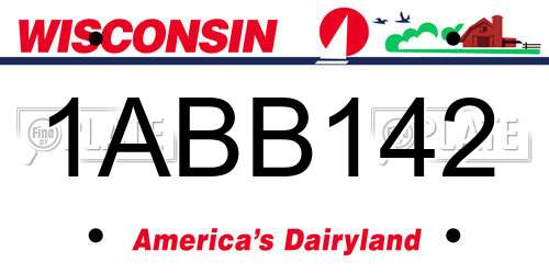 1ABB142 Wisconsin License Plate