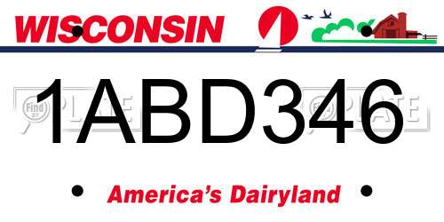 1ABD346 Wisconsin License Plate