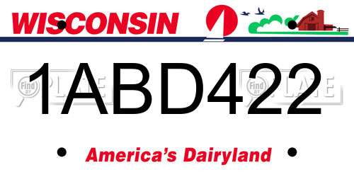 1ABD422 Wisconsin License Plate