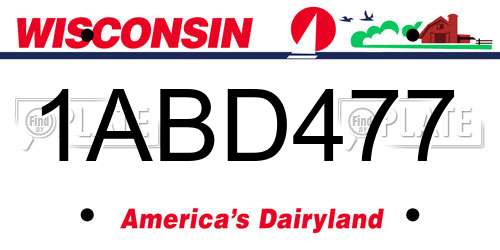 1ABD477 Wisconsin License Plate