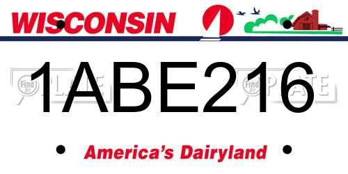 1ABE216 Wisconsin License Plate