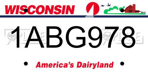 1ABG978 Wisconsin License Plate