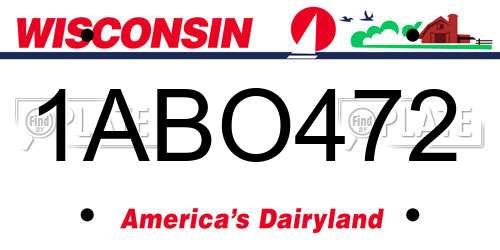 1ABO472 Wisconsin License Plate