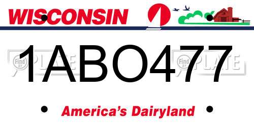 1ABO477 Wisconsin License Plate