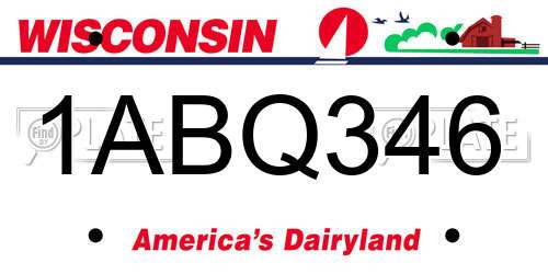 1ABQ346 Wisconsin License Plate