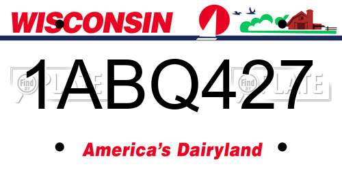 1ABQ427 Wisconsin License Plate