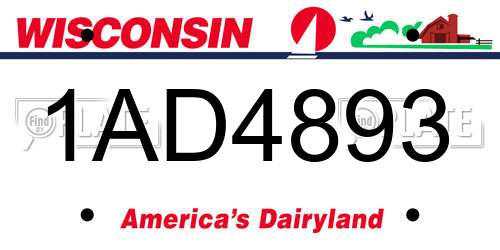1AD4893 Wisconsin License Plate
