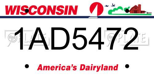 1AD5472 Wisconsin License Plate