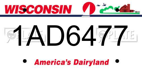 1AD6477 Wisconsin License Plate