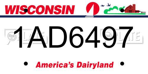 1AD6497 Wisconsin License Plate